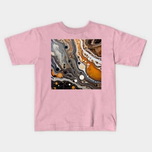 Caramel Swirls in Abstract Monochrome Kids T-Shirt